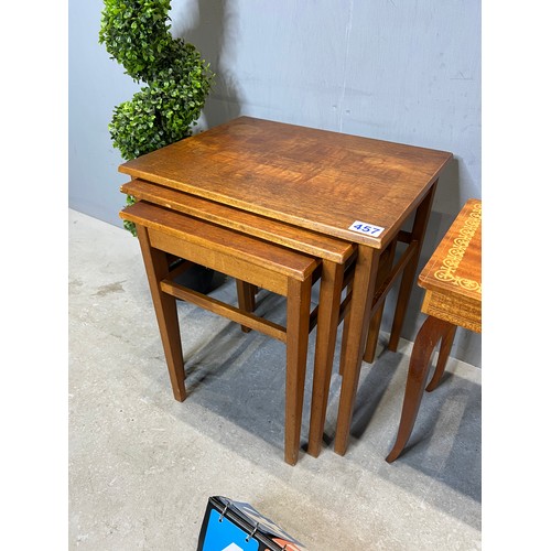 457 - Mid century teak nest + musical table