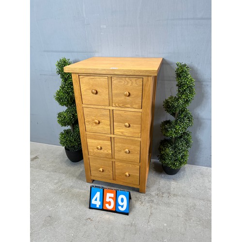 459 - Oak multi drawer chest