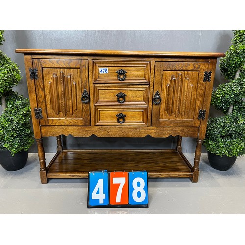 478 - Old charm style small sideboard linenfold front