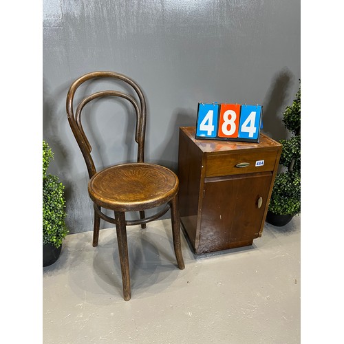 484 - Bentwood chair + retro bedside cabinet