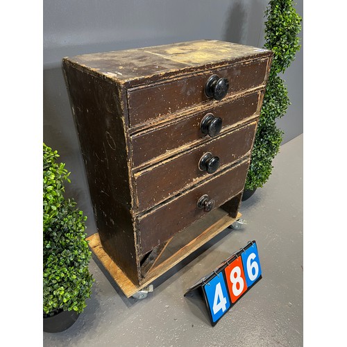 486 - Victorian pine chest of drawers fitted with tools etc