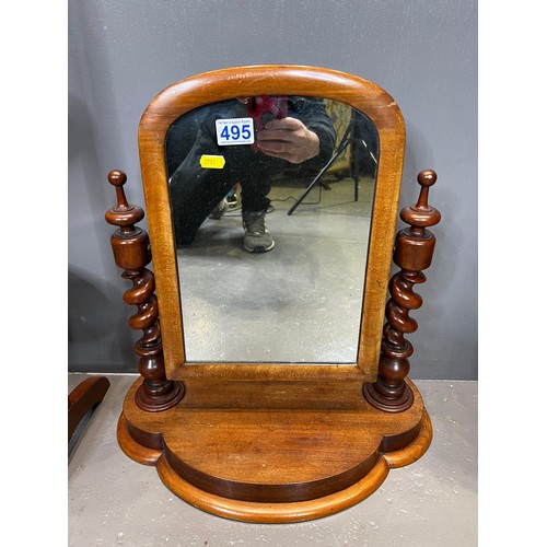 495 - Victorian toilet mirror+ Edwardian cake stand