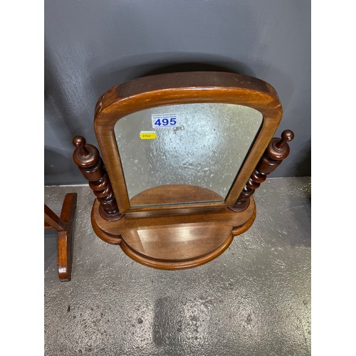 495 - Victorian toilet mirror+ Edwardian cake stand