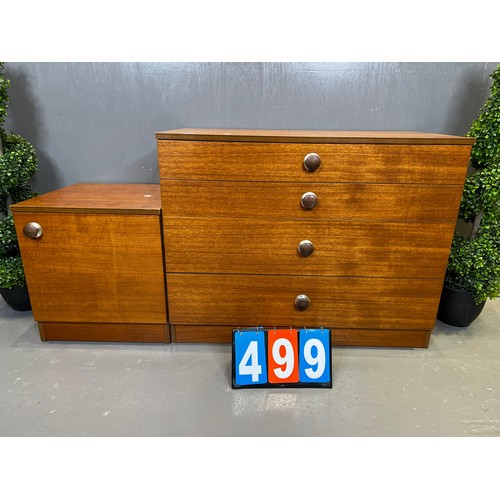 499 - Avalon mid century chest of drawers & bedside table