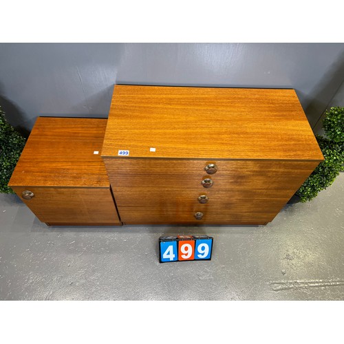 499 - Avalon mid century chest of drawers & bedside table