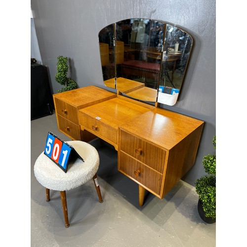 501 - Mercedew teak dressing table + stool