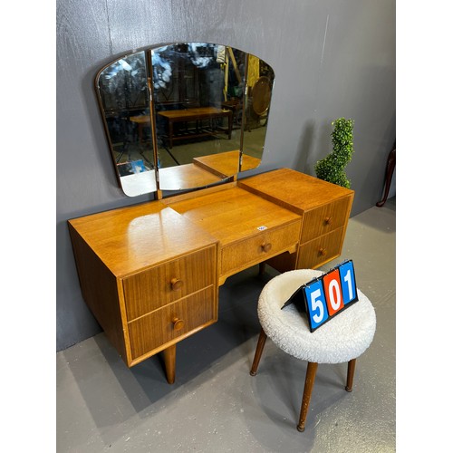 501 - Mercedew teak dressing table + stool