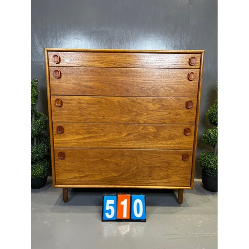 510 - Meredew mid century chest of 6 drawers