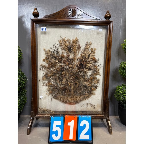 512 - Antique oak fire screen