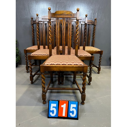 515 - 6 Oak barley twist chairs