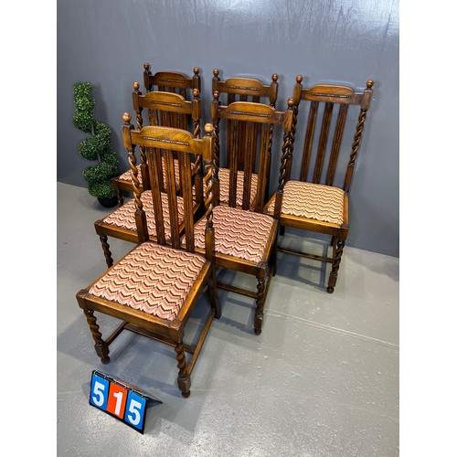 515 - 6 Oak barley twist chairs