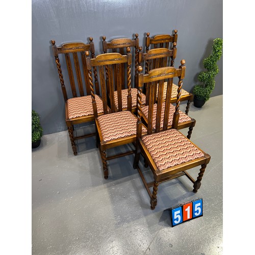 515 - 6 Oak barley twist chairs