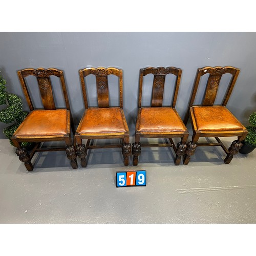 519 - Set of 4 antique oak chairs