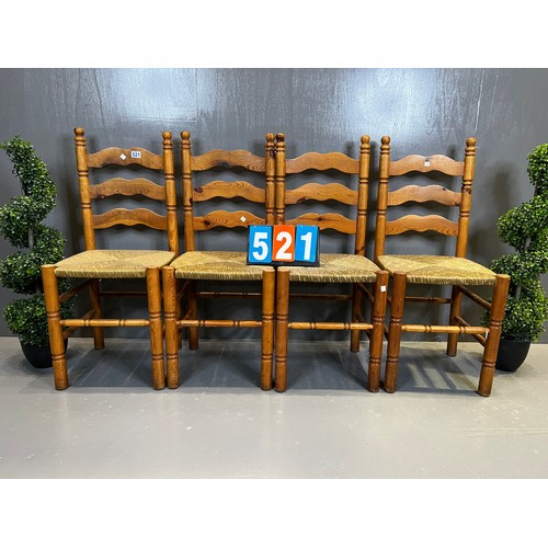 521 - Set of 4 country style pine kitchen chairs