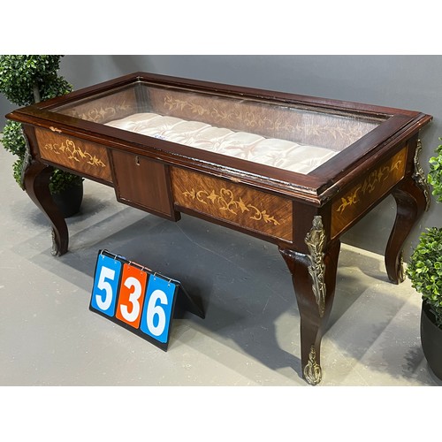 536 - Marquetry inlaid shop display cabinet