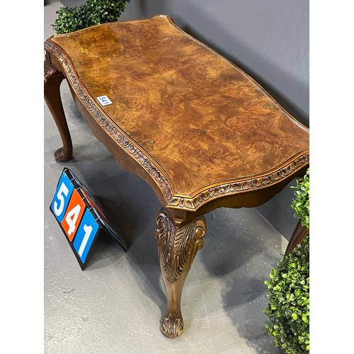 541 - Burr walnut serpentine coffee table