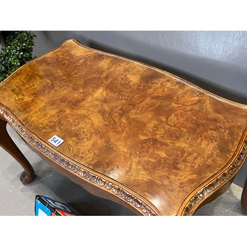 541 - Burr walnut serpentine coffee table