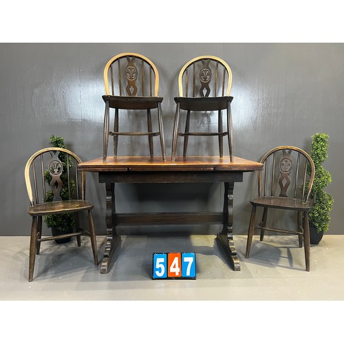 547 - Ercol drawer leaf table + 4 chairs A/F