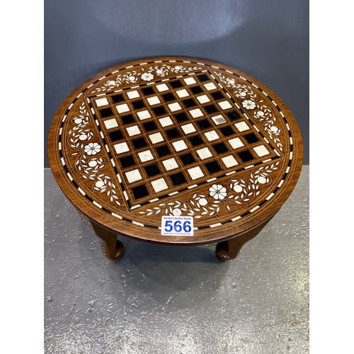 566 - Elephant small size games tables with ebony & bone inlaid detail