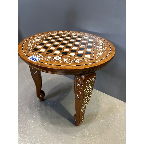 566 - Elephant small size games tables with ebony & bone inlaid detail