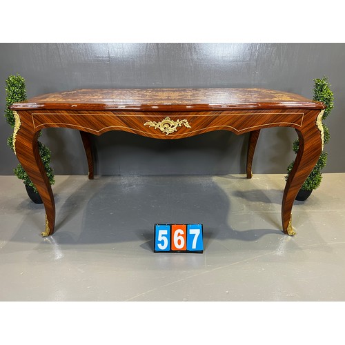 567 - Large marquetry inlaid French dining table / centre table