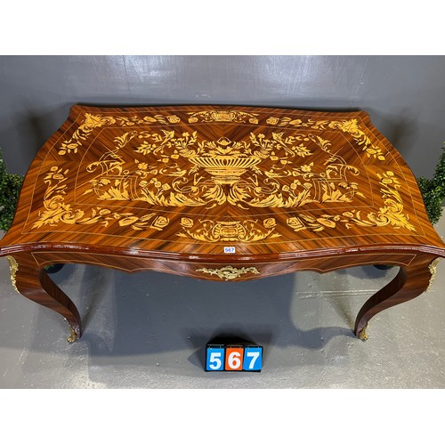 567 - Large marquetry inlaid French dining table / centre table