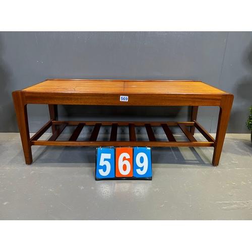 569 - G-plan? teak mid century coffee table with pull out sides