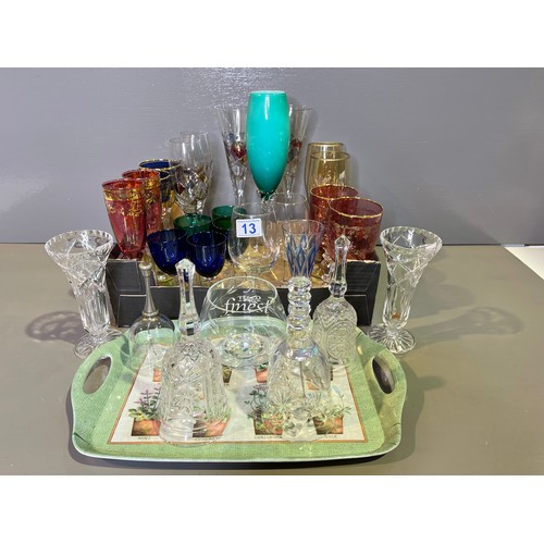 13 - 1 Box + 1 tray cut glassware etc