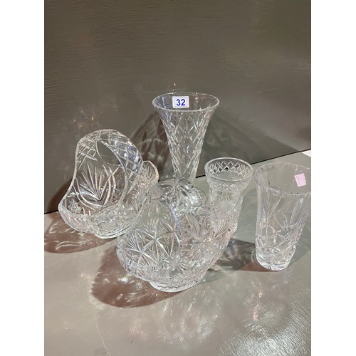 32 - 5 pieces  cut glass