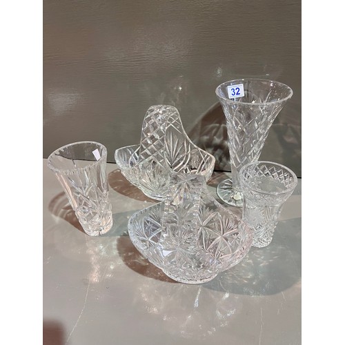 32 - 5 pieces  cut glass