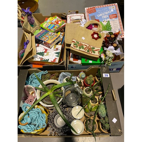 39 - 3 Boxes misc inc cactus plants etc for charity