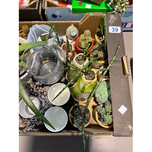 39 - 3 Boxes misc inc cactus plants etc for charity