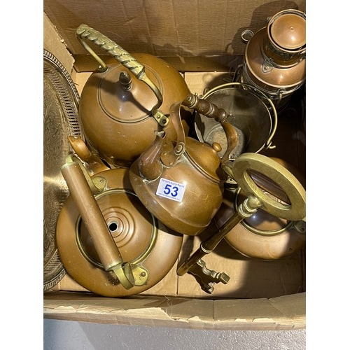 53 - Box copper kettles