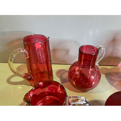 54 - 6 pieces cranberry glass inc mary gregory