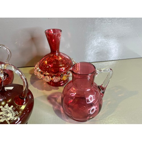 54 - 6 pieces cranberry glass inc mary gregory