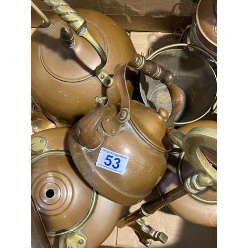 53 - Box copper kettles