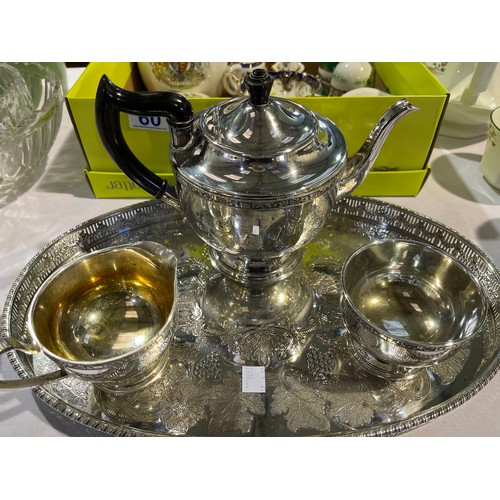 60 - Box collectables and plated tea set