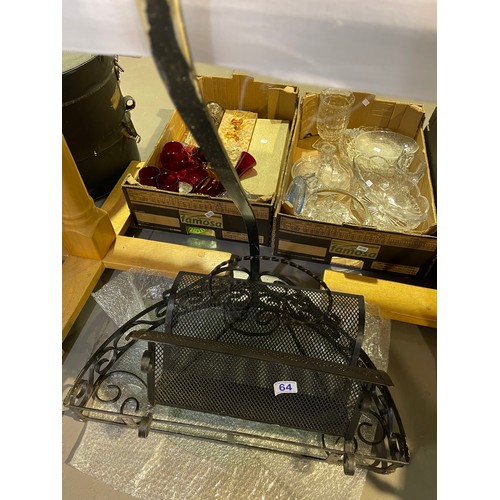 64 - Wrought iron hall table & magazine rack