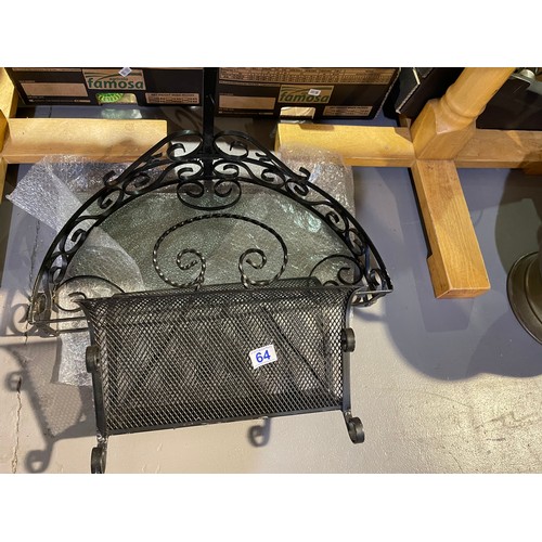 64 - Wrought iron hall table & magazine rack