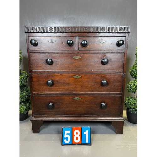 581 - Early period oak chest of drawers A/F