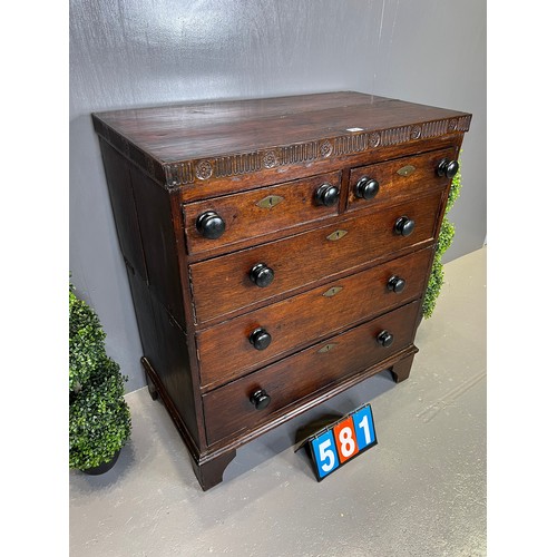 581 - Early period oak chest of drawers A/F