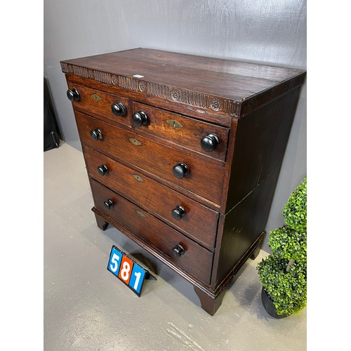 581 - Early period oak chest of drawers A/F