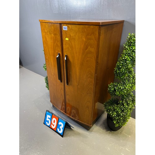 593 - Art deco design walnut 2 door cabinet