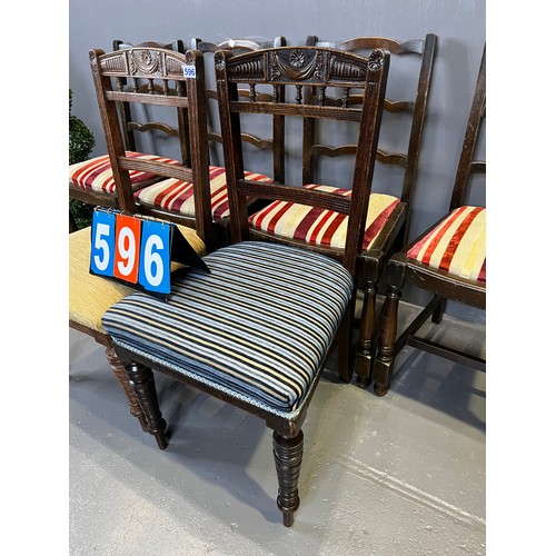 596 - Set of 4 kitchen chairs + pair of Edwardian chairs