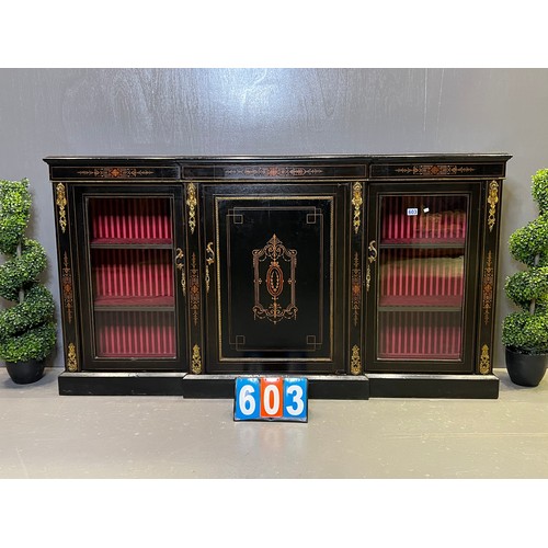 603 - Victorian breakfront credenza with gilt ormalou mounting