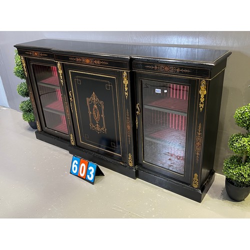 603 - Victorian breakfront credenza with gilt ormalou mounting