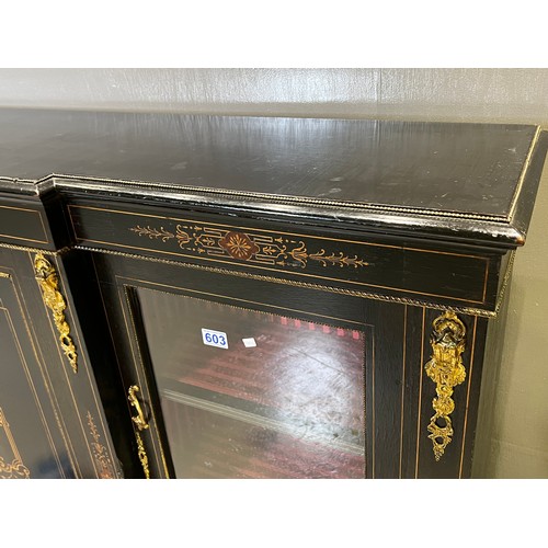 603 - Victorian breakfront credenza with gilt ormalou mounting