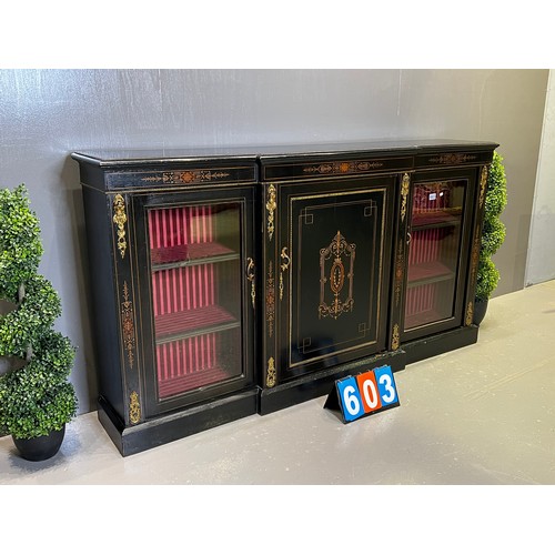 603 - Victorian breakfront credenza with gilt ormalou mounting