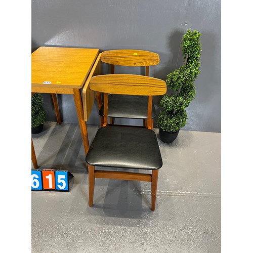 615 - Mid century teak kitchen table + 2 chairs