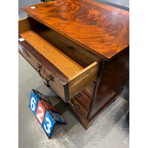 623 - Antique flame mahogany small bedside chest of drawers